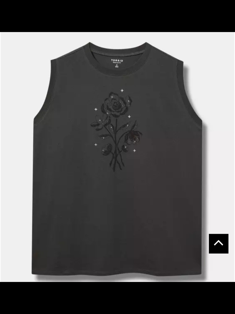 Torrid Black Sleeveless Rose Graphic Muscle Tee NWT size 2